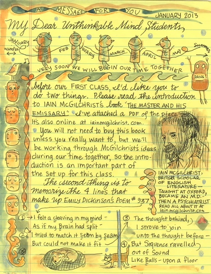 Internal page from Syllabus Notes From an Accidental Professor by Lynda Barry