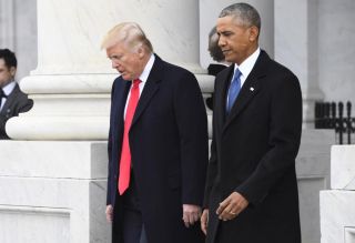 Obama-and-trump-walking
